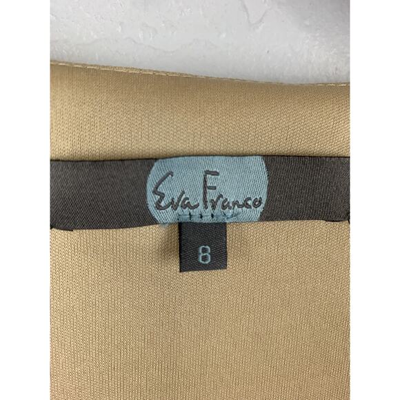 Eva Franco Dress Womens 8 Beige Gold Polka Dot Sleeveless Ruffle Sheath Made USA - Picture 3 of 7